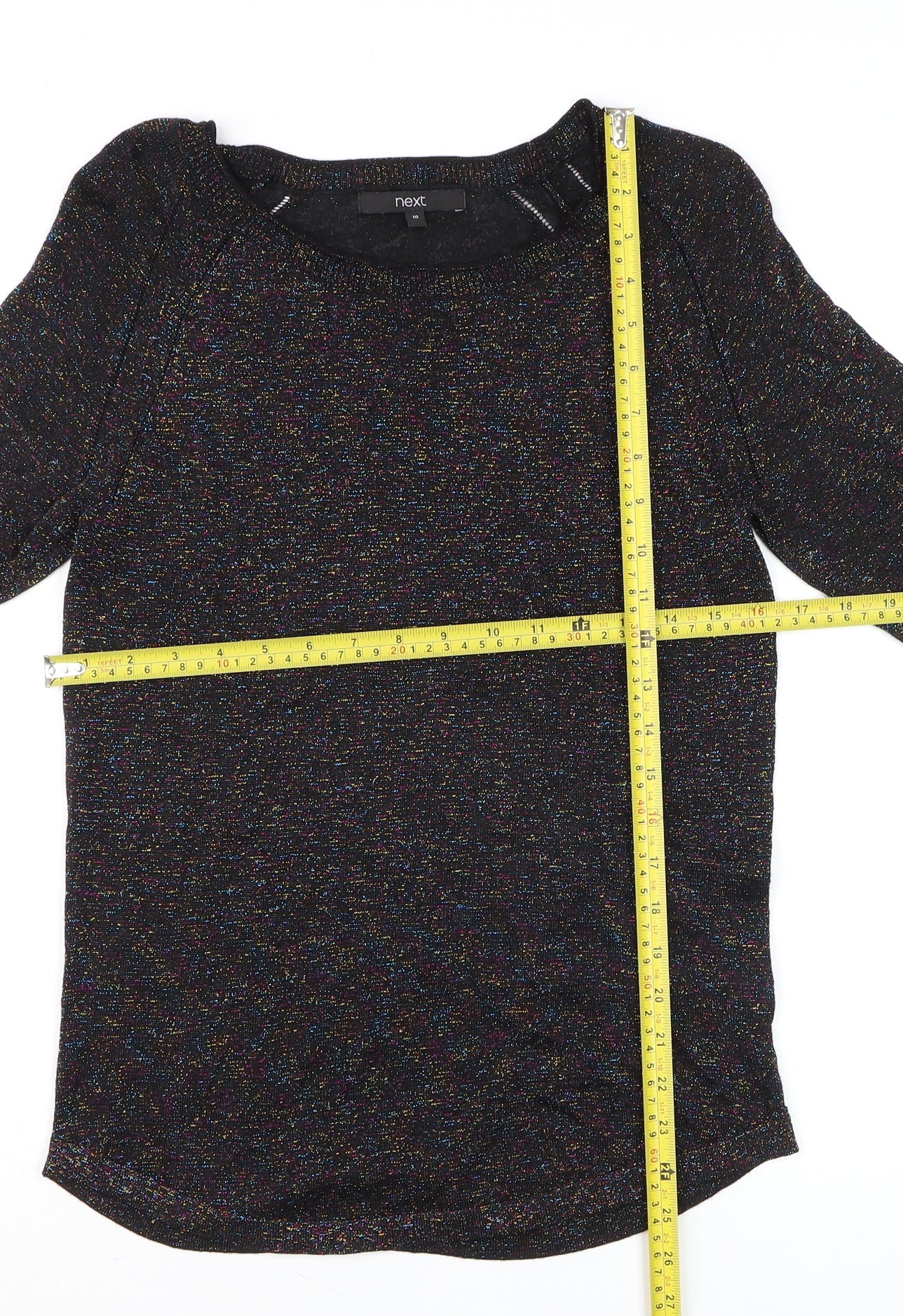 Next Womens Black Sparkle Knit Pullover Jumper Size 10