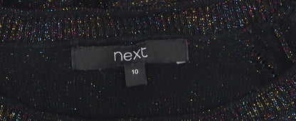 Next Womens Black Sparkle Knit Pullover Jumper Size 10