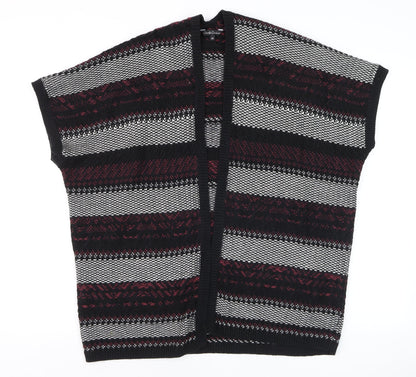 Candy Couture Girls Black and Red Striped Open Knit Cardigan 14 Years