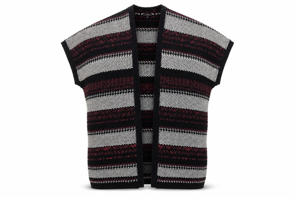 Candy Couture Girls Black and Red Striped Open Knit Cardigan 14 Years