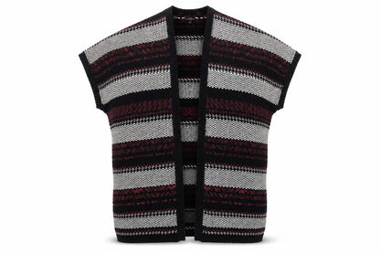 Candy Couture Girls Black and Red Striped Open Knit Cardigan 14 Years