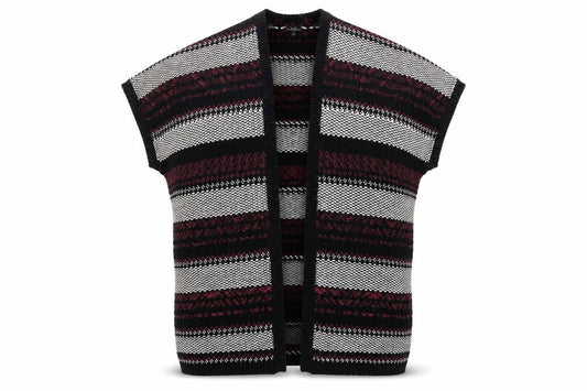 Candy Couture Girls Black and Red Striped Open Knit Cardigan 14 Years