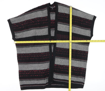 Candy Couture Girls Black and Red Striped Open Knit Cardigan 14 Years
