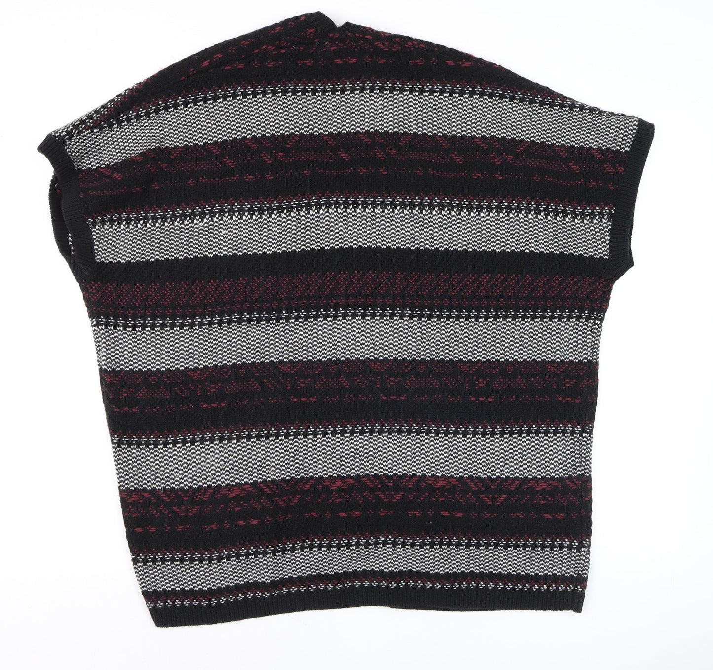 Candy Couture Girls Black and Red Striped Open Knit Cardigan 14 Years