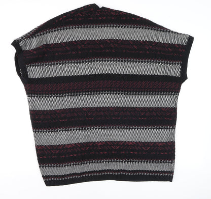Candy Couture Girls Black and Red Striped Open Knit Cardigan 14 Years