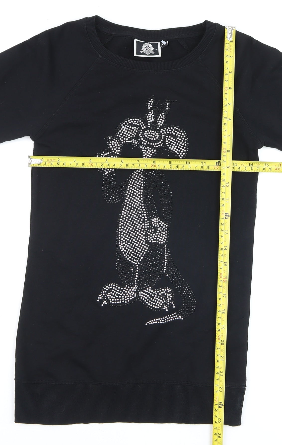 Looney Tunes Women's Black Cotton Rhinestone Sylvester Jumper Size 6
