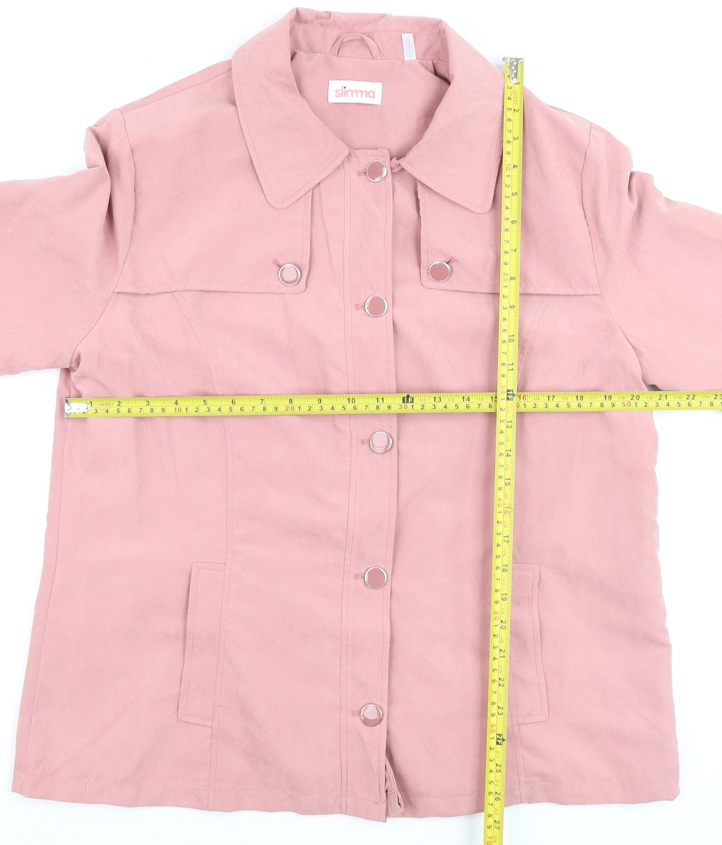 Slimma Women Pink Size 14 Mid-Length Button Jacket