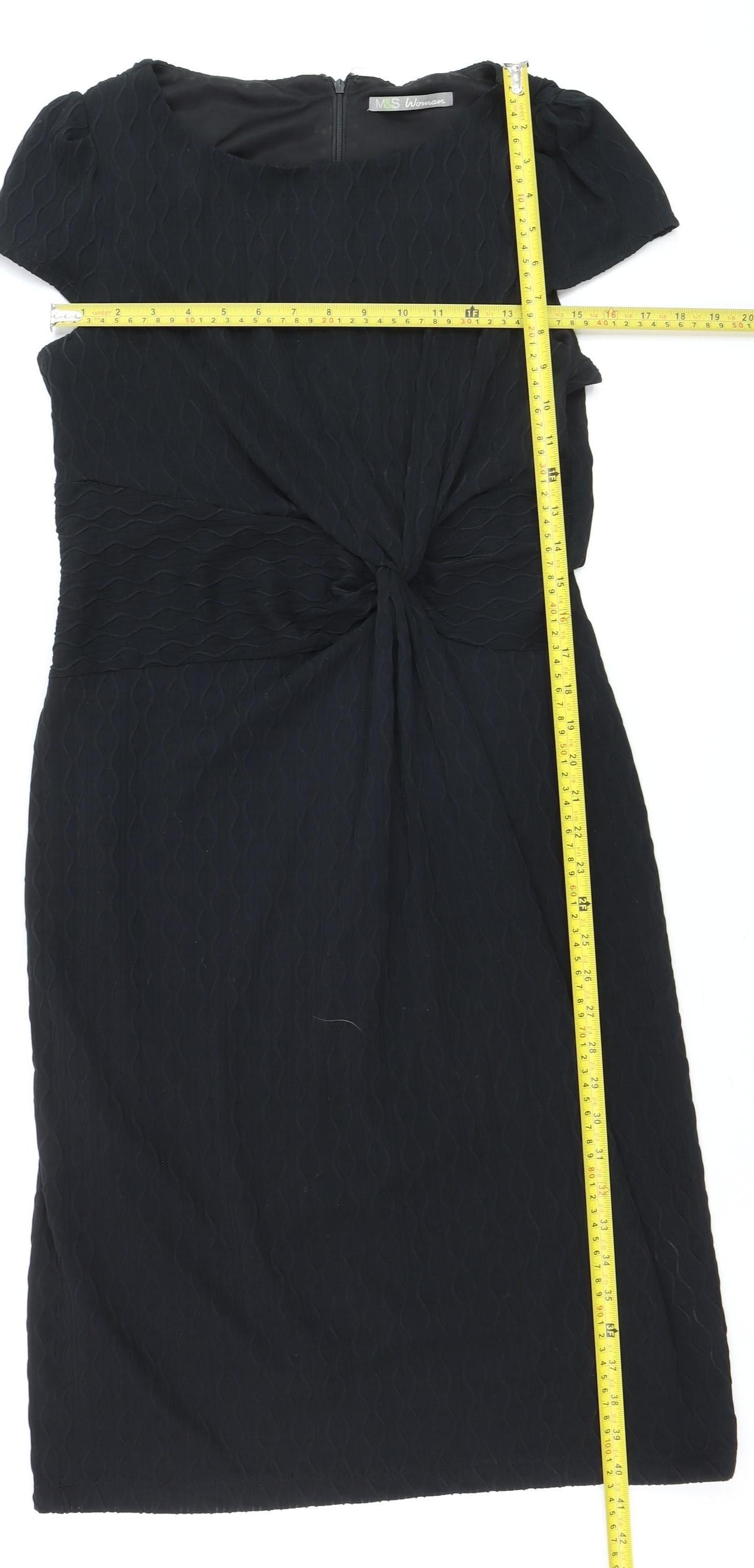Marks and Spencer Women Black Size 16 Sheath Knee Length Dress