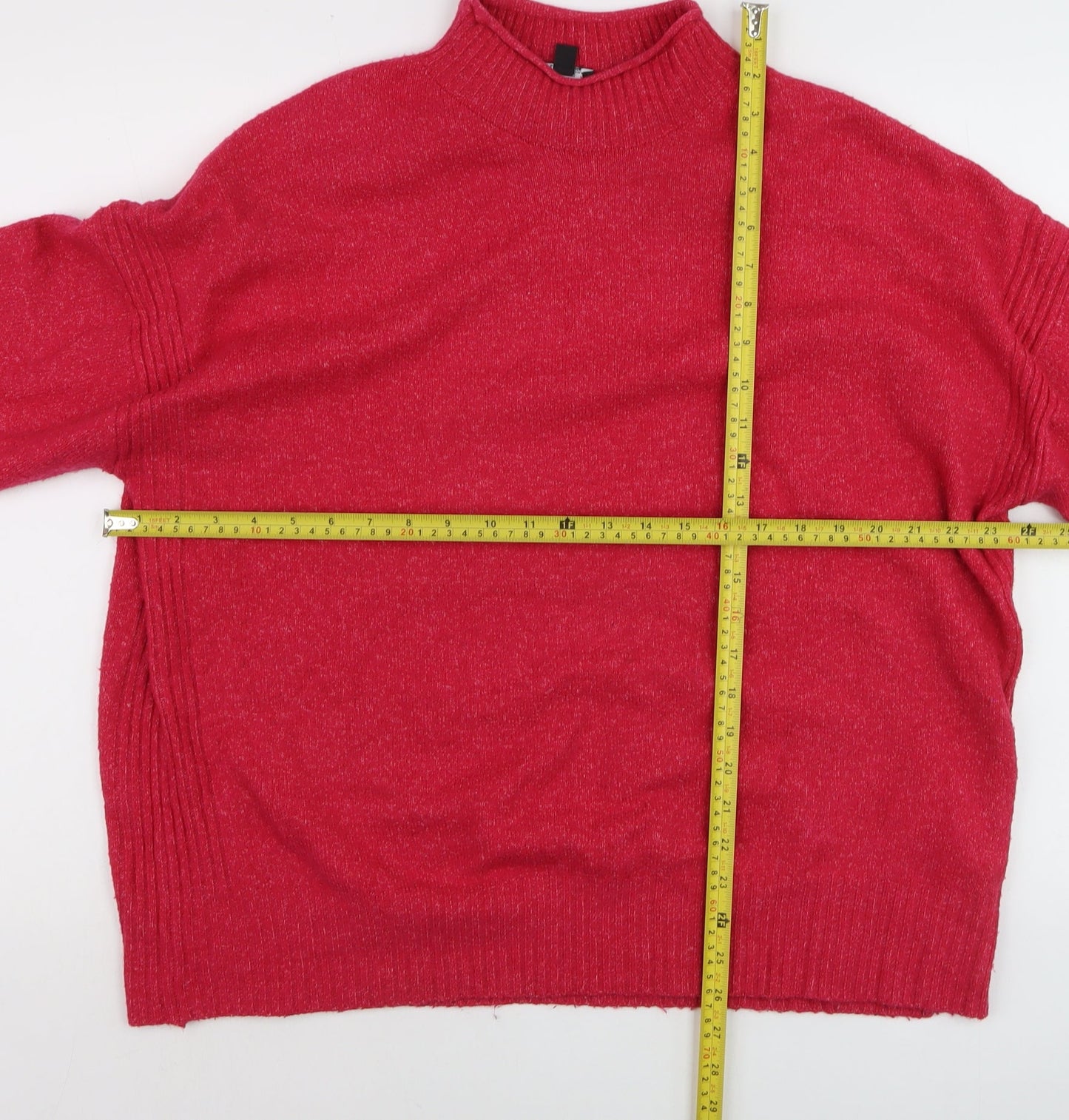 Nobody’s Child Women Red Mock Neck Relaxed Knit Pullover Jumper Size M