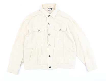 Additional front view of BDG Men's Beige Corduroy Button Jacket Small Regular Fit