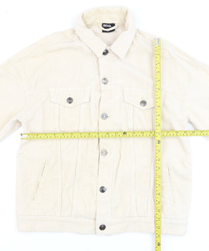 Back view of BDG Men's Beige Corduroy Button Jacket Small Regular Fit