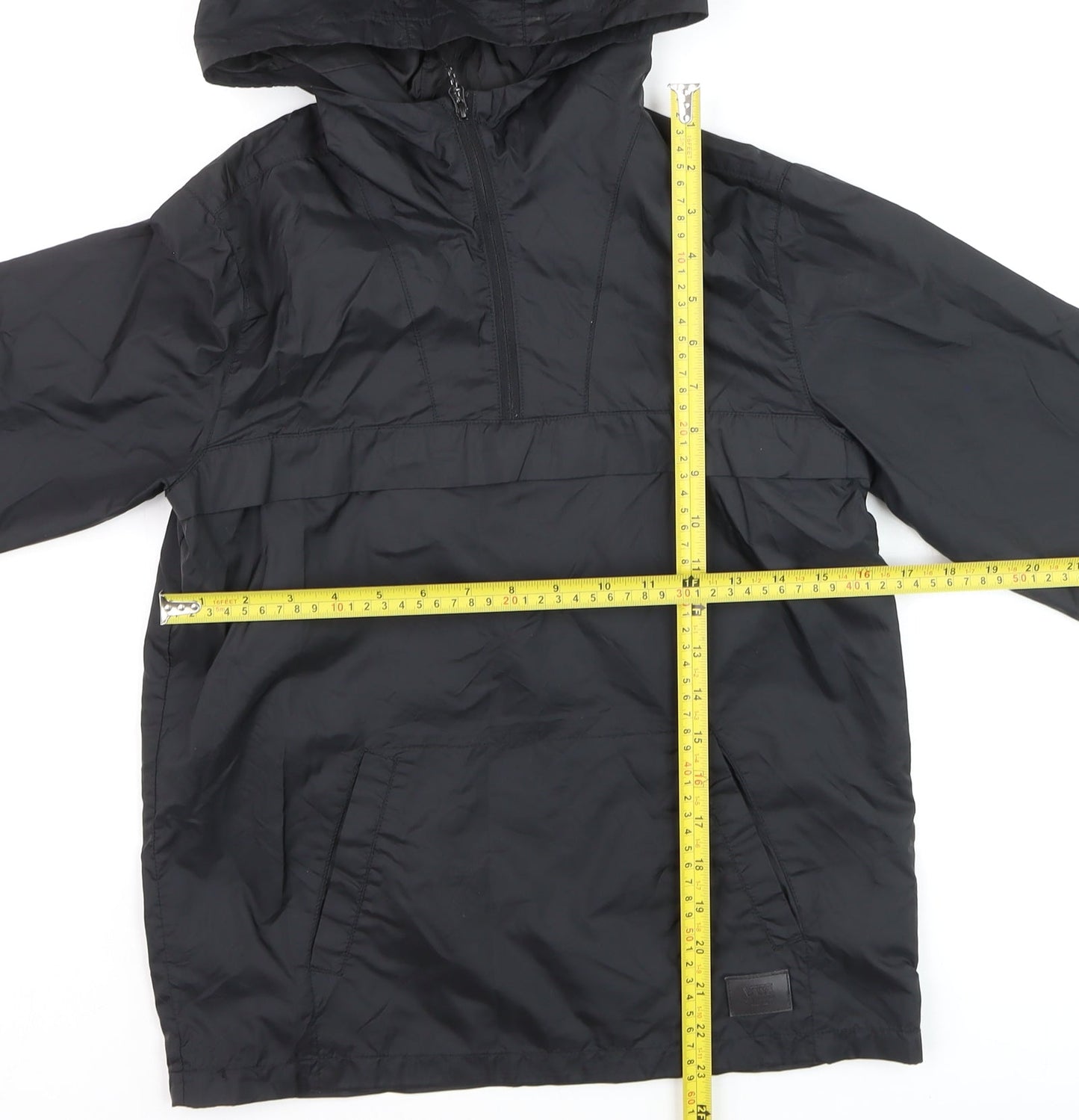 Vans Boys Black Medium Hooded 1/4 Zip Windbreaker Jacket