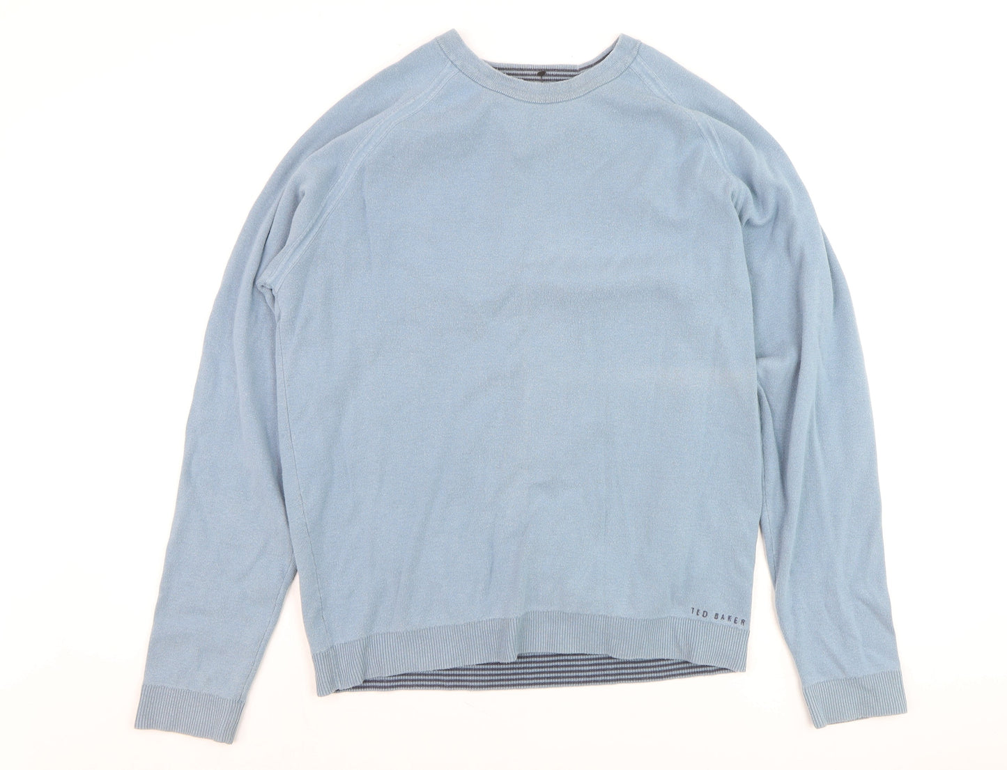 Ted Baker Men's Blue Cotton Crew Neck Pullover Jumper L