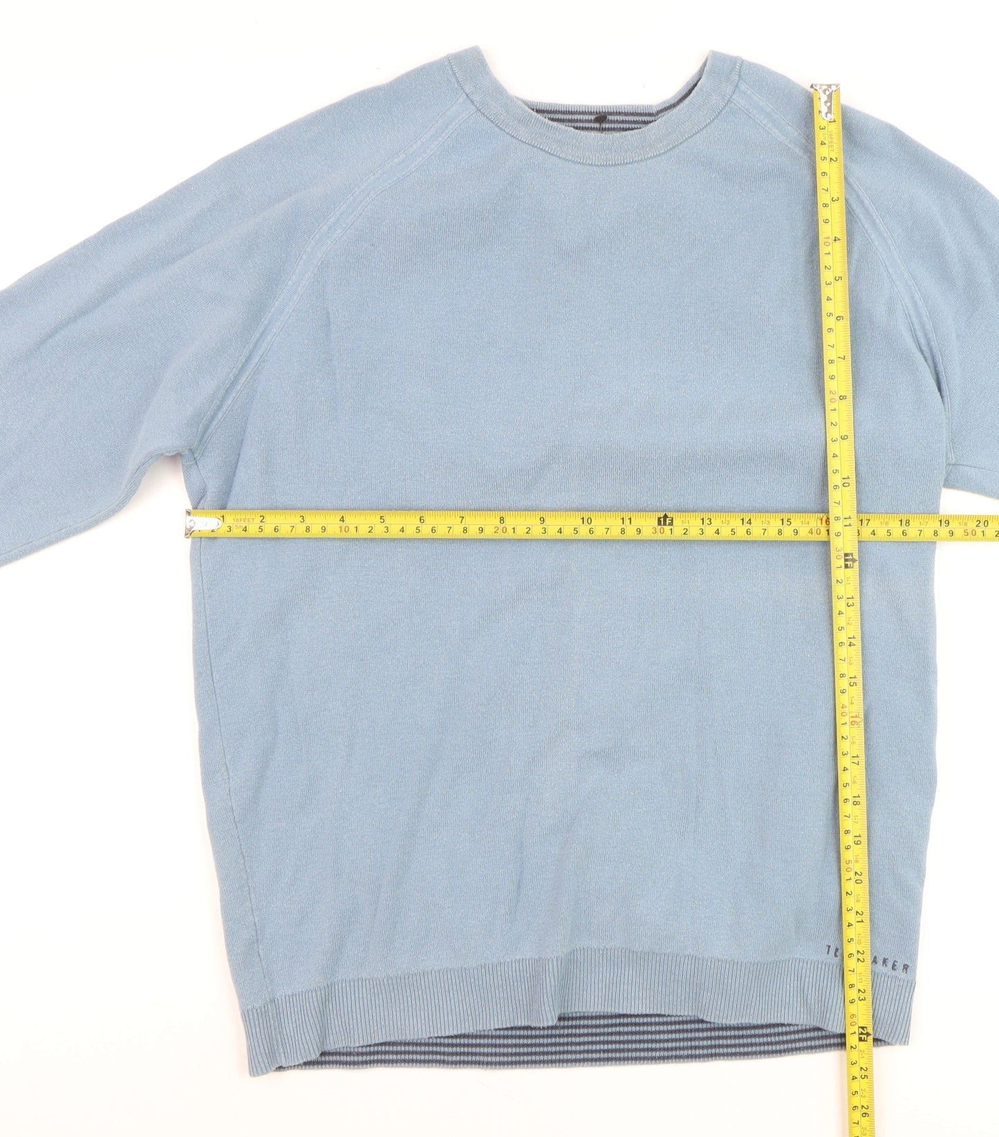 Ted Baker Men's Blue Cotton Crew Neck Pullover Jumper L