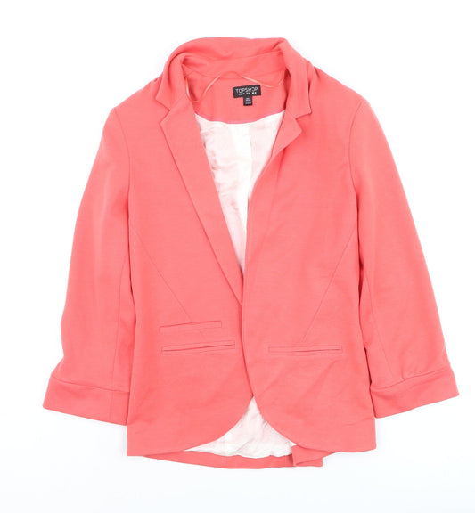 Topshop Women Pink Cotton Blend Lined Blazer UK 12