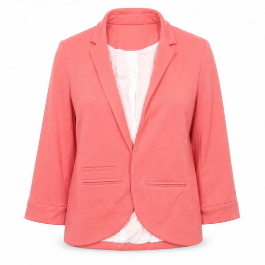 Topshop Women Pink Cotton Blend Lined Blazer UK 12