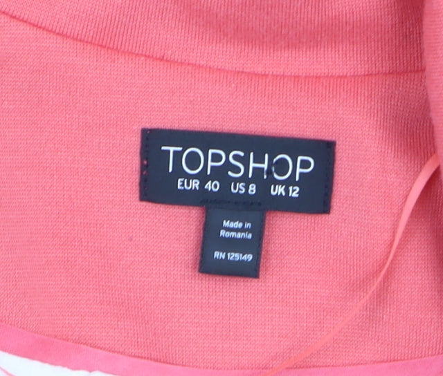 Topshop Women Pink Cotton Blend Lined Blazer UK 12