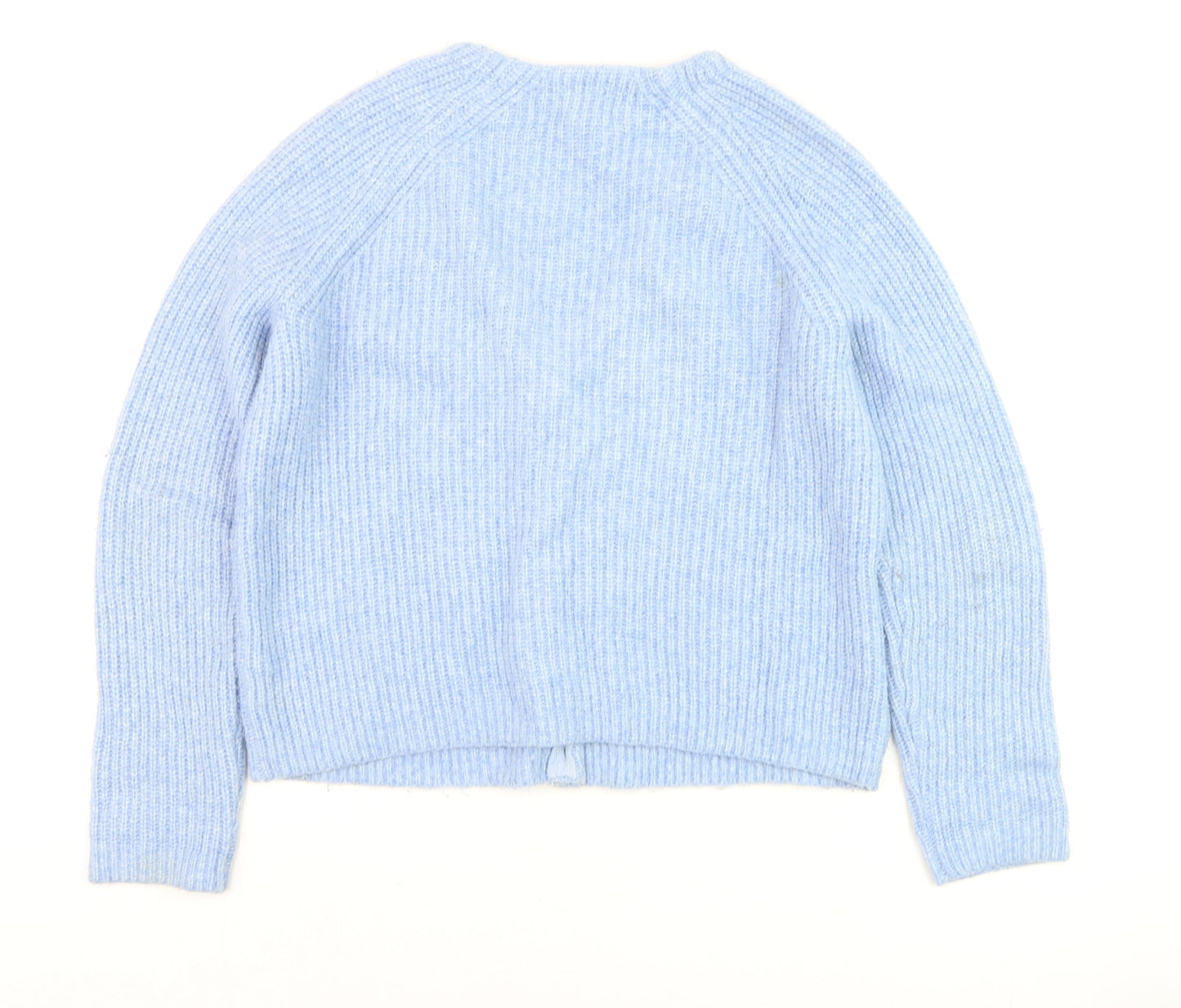 Fat Face Womens Blue Chunky Knit V-Neck Button Cardigan Size 12