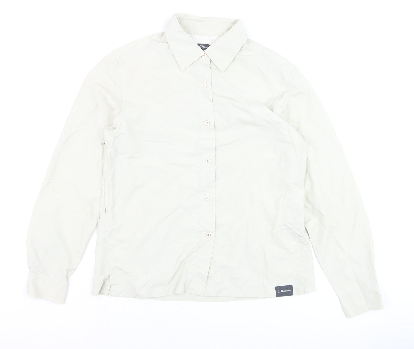Berghaus Women Beige Size 12 Long Sleeve Nylon Button-Up Shirt