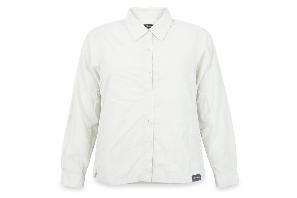 Berghaus Women Beige Size 12 Long Sleeve Nylon Button-Up Shirt