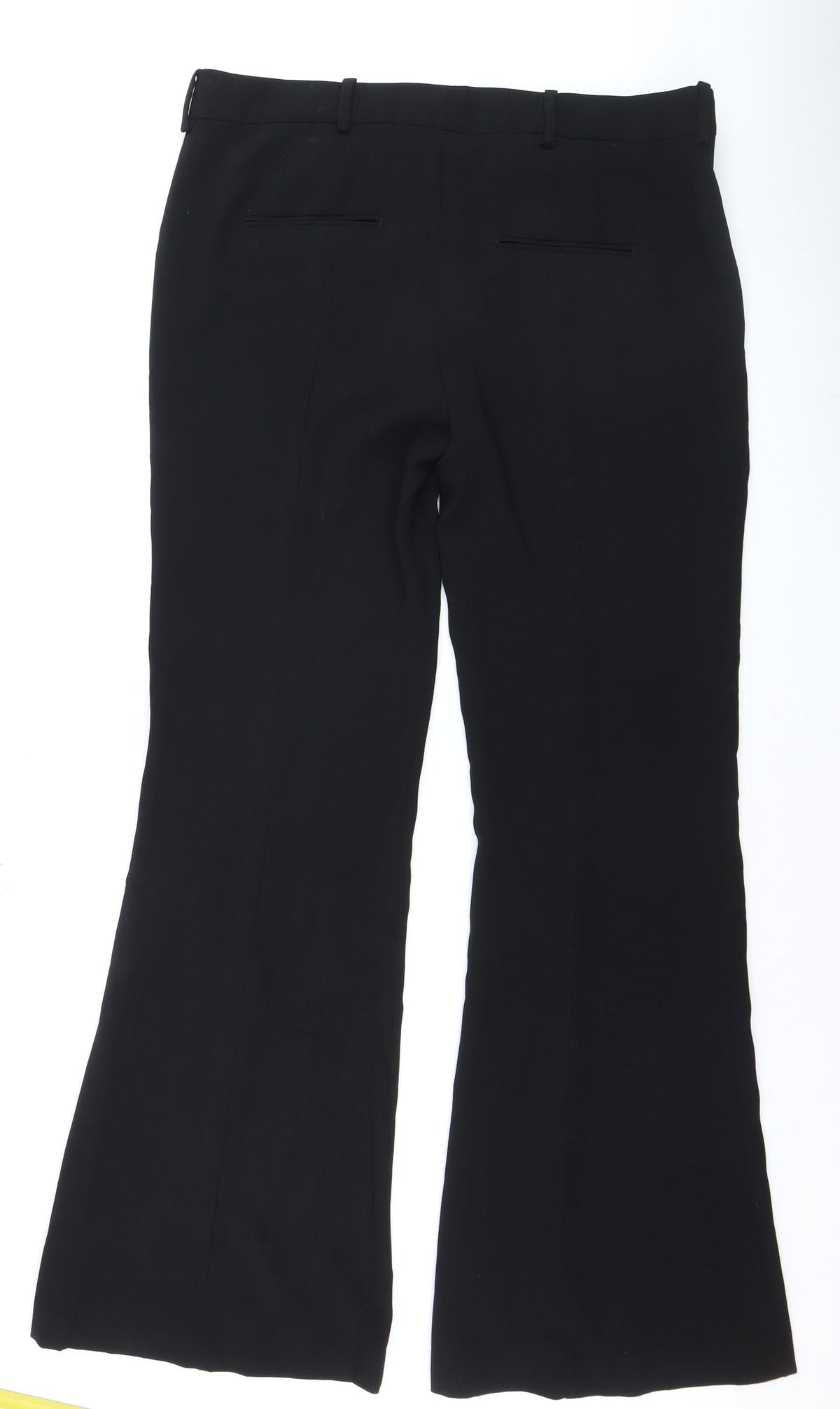 Zara Women Black Flared Trousers L Stretch Business Work Pants