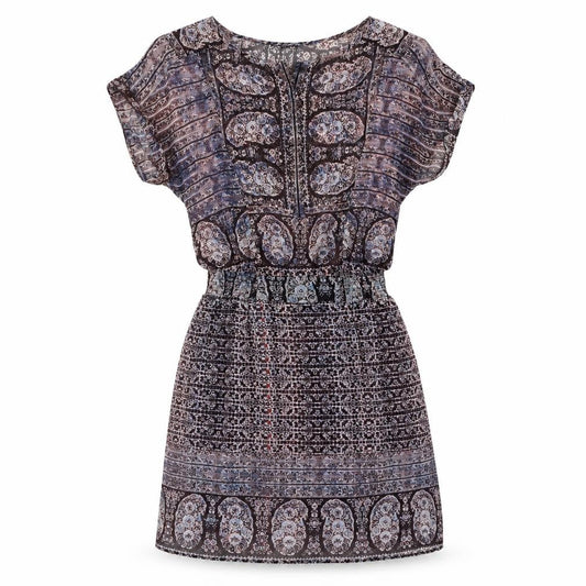 Warehouse Women's Multicoloured Paisley Short Sleeve Shift Dress UK 10