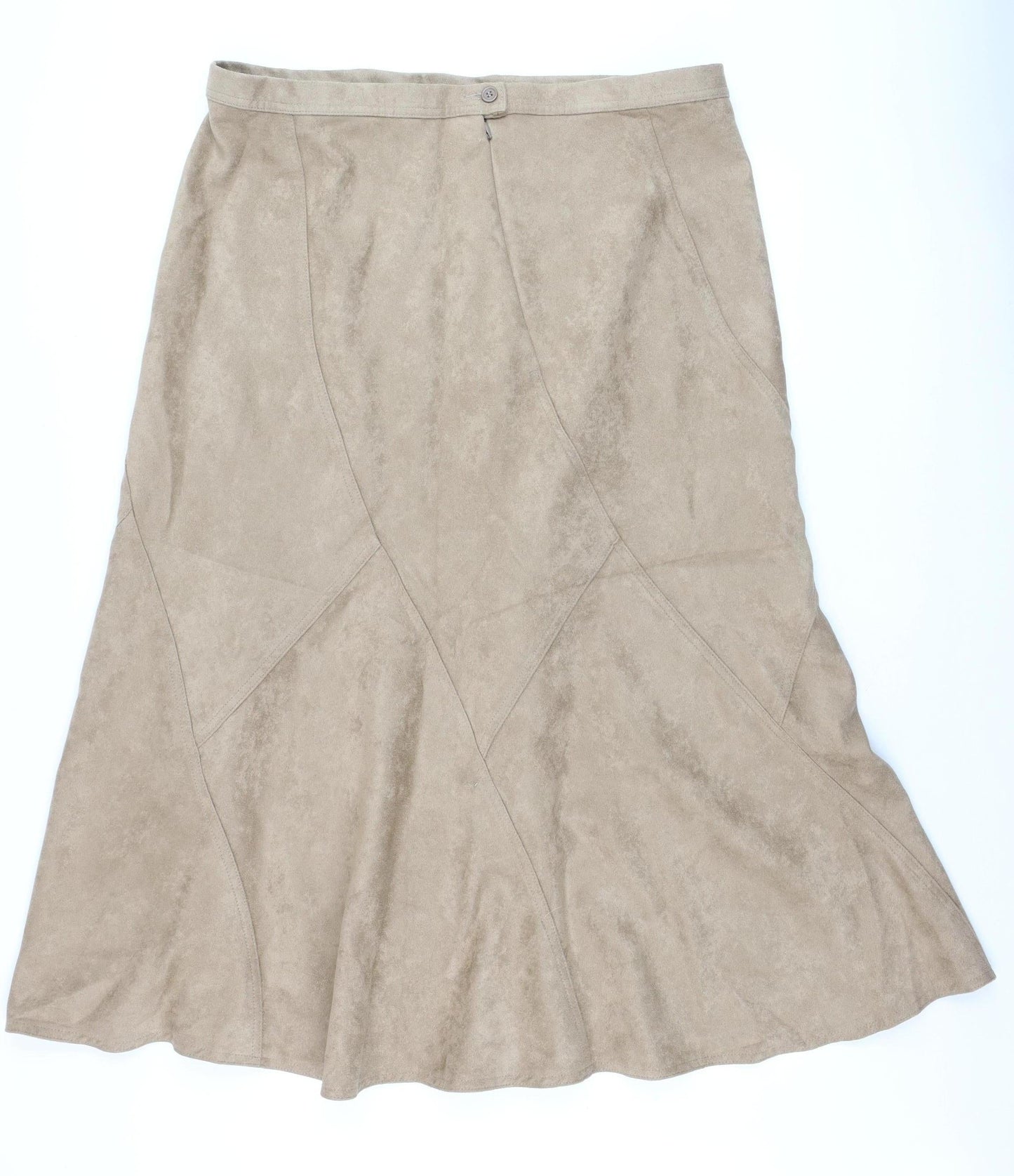 Marks and Spencer Women Beige A-Line Midi Suede Skirt Size 20