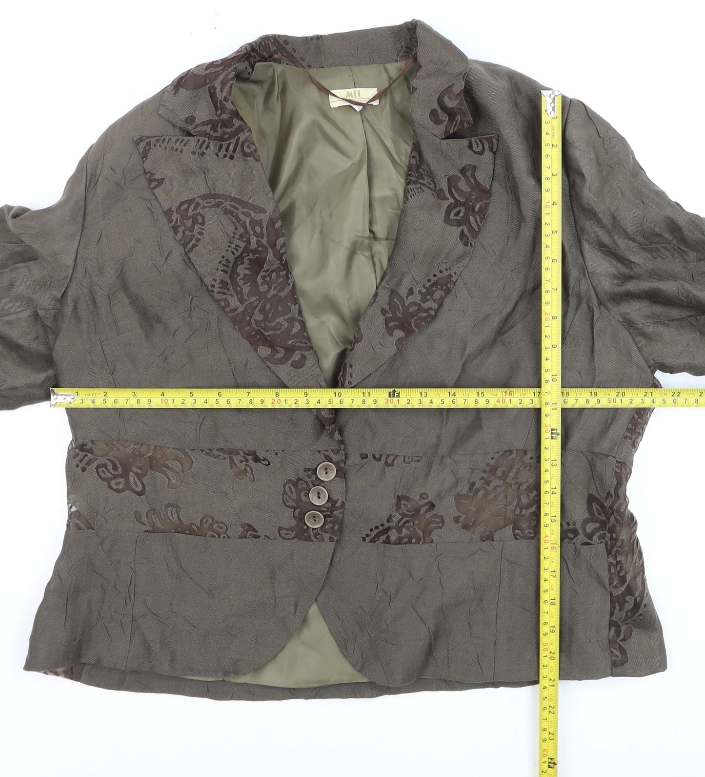 MEL Collection Women's Brown Floral Blazer Jacket Size 18 Classic Style