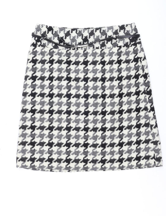 Marks and Spencer Women Grey A-Line Wool Blend Knee Length Skirt UK 10
