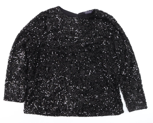 Marks and Spencer Women’s Black Sequin Blouse Size 16 Party Top