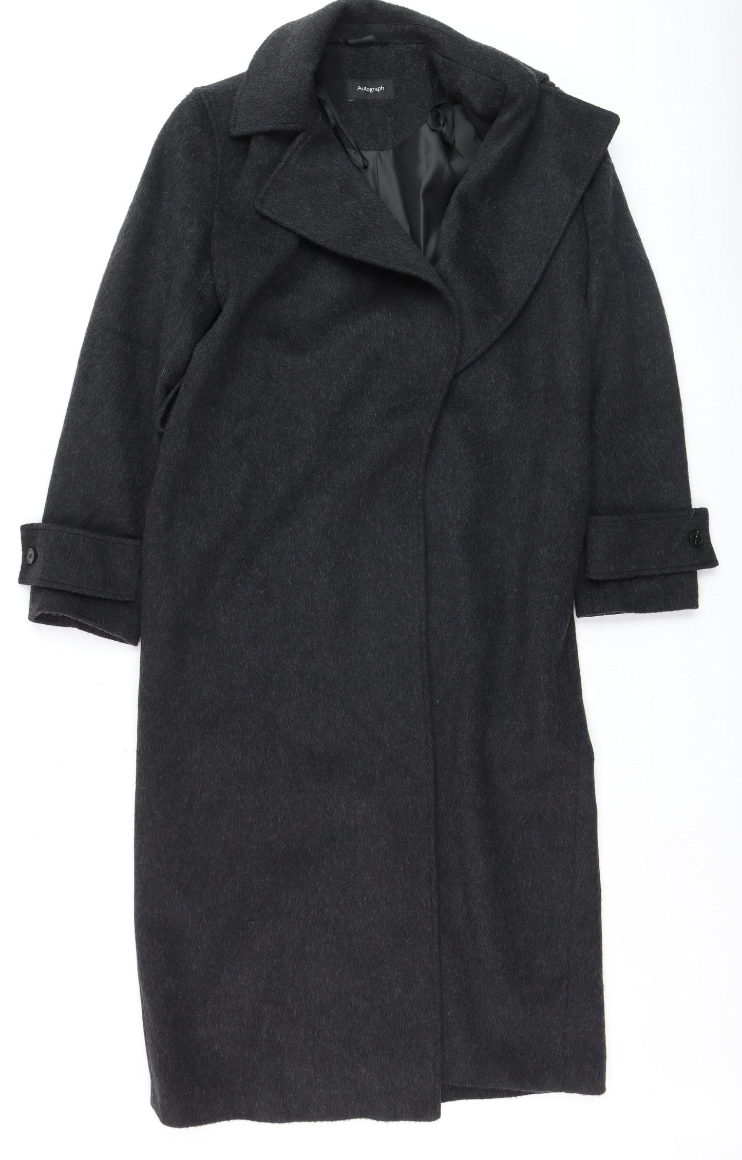 Marks and Spencer Autograph Women’s Charcoal Wool Cashmere Long Coat Size 8