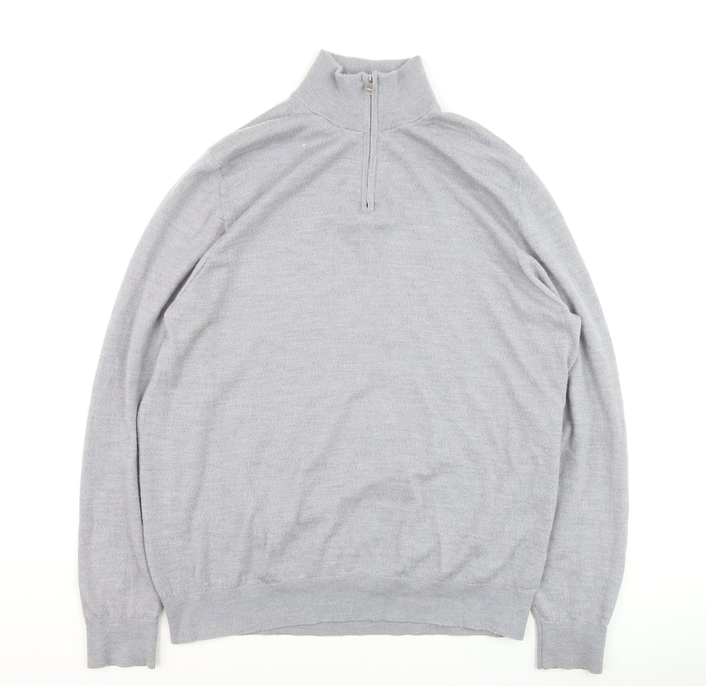 Marks and Spencer Men’s Grey Wool 1/2 Zip Jumper XL