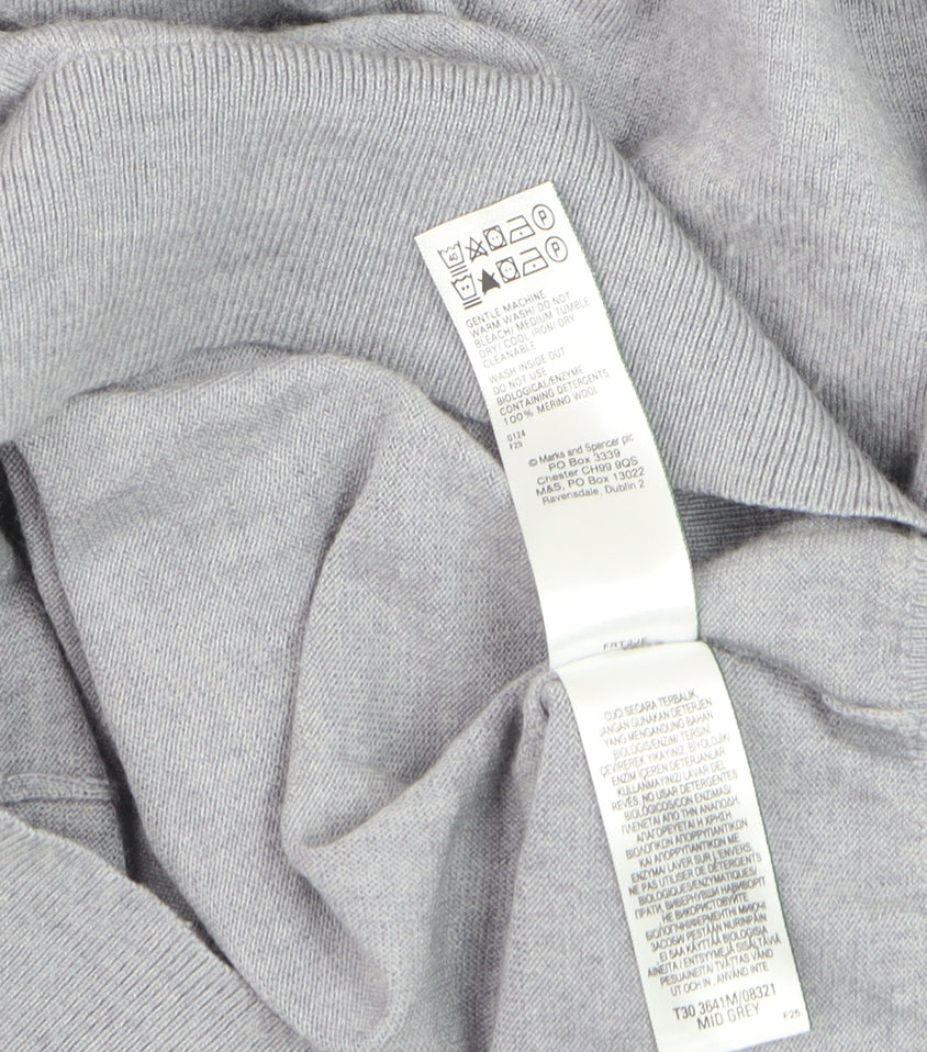 Marks and Spencer Men’s Grey Wool 1/2 Zip Jumper XL