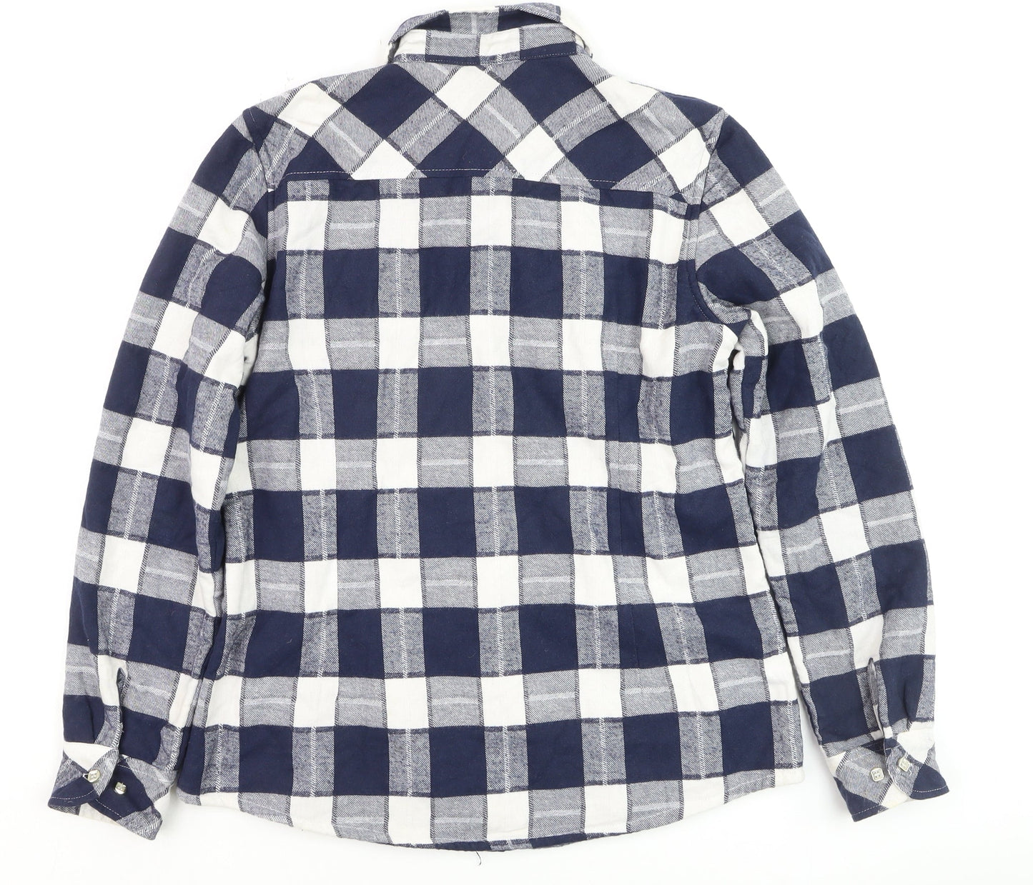 JIANG VI XUAN Boys Blue Check Flannel Long Sleeve Button-Up Shirt XL