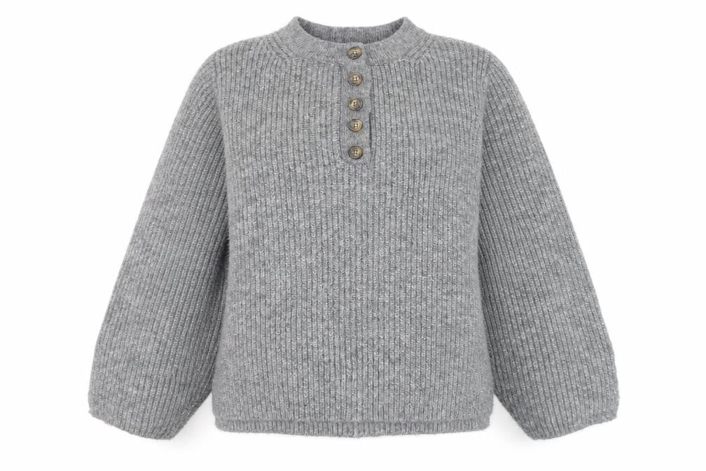 Zara Women Grey Wool Blend Henley Jumper Size S