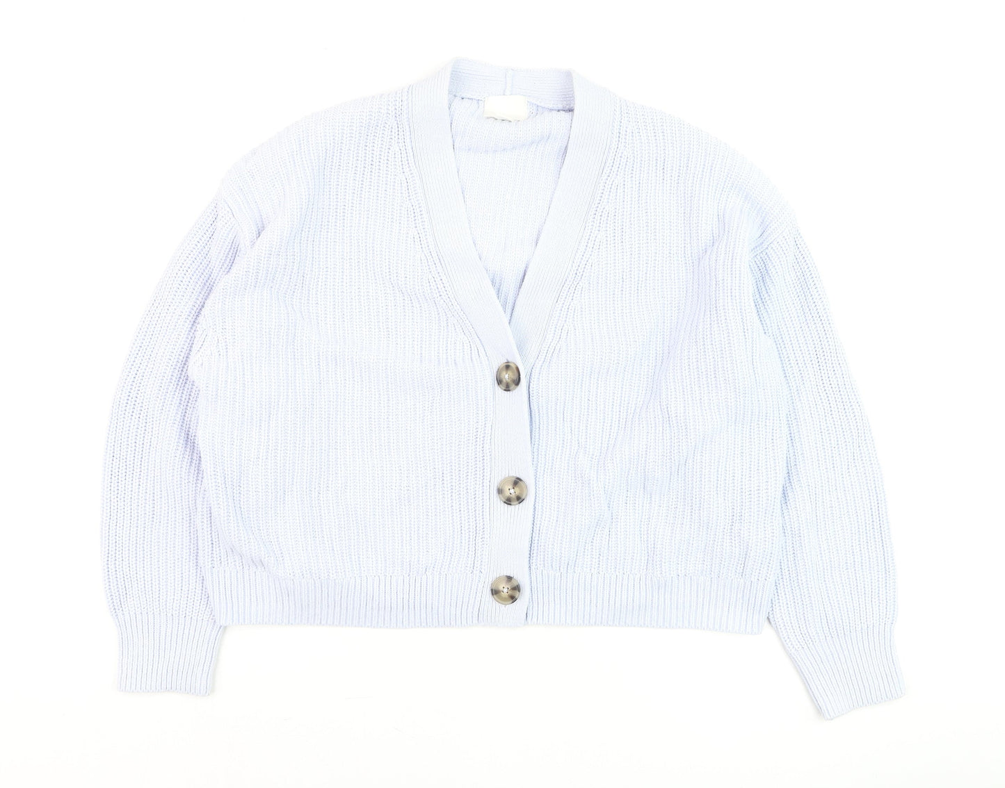 H&M Women’s White XL Chunky Knit V-Neck Button Cardigan