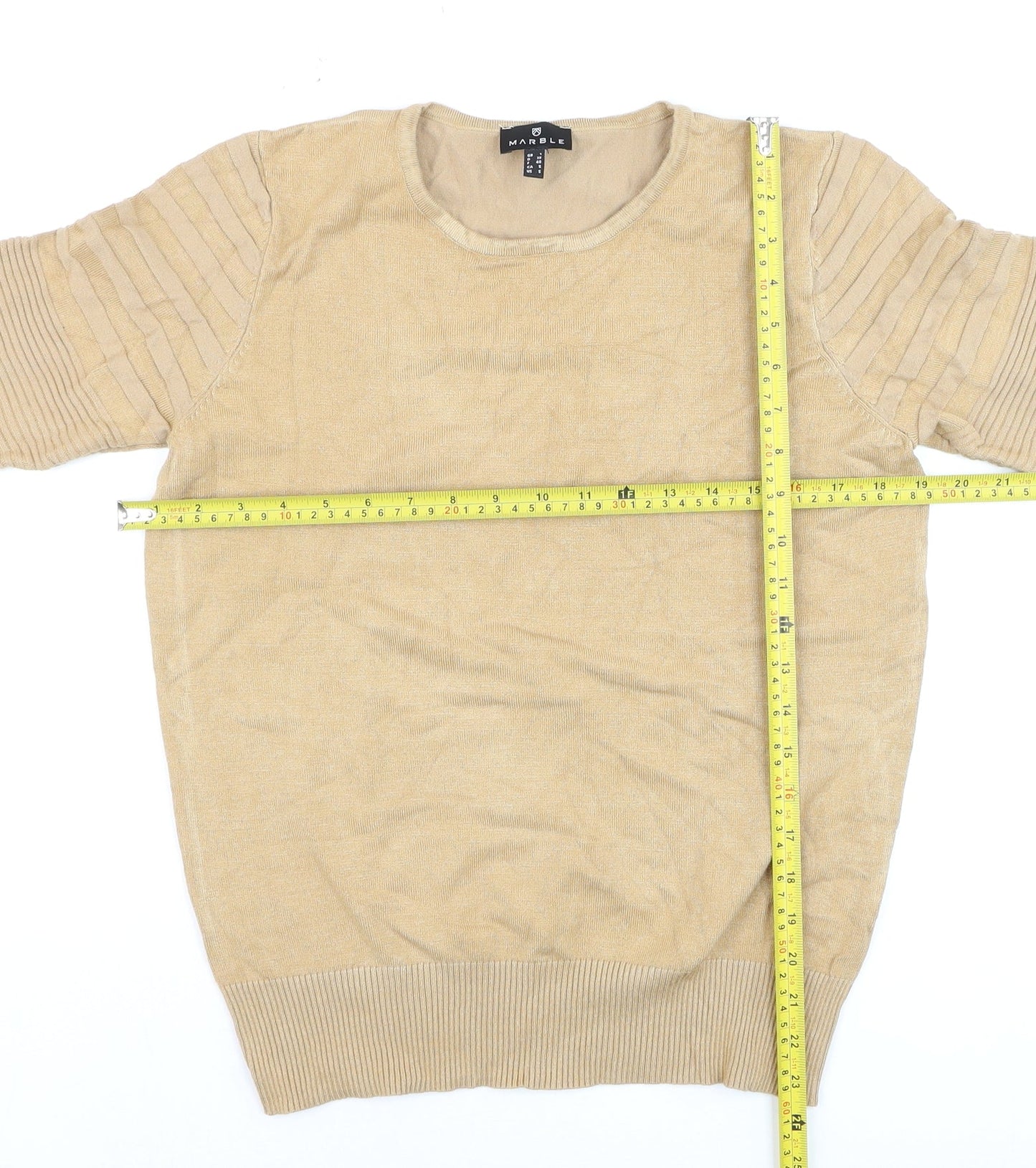 Marble Women Beige Pullover Jumper Size 10 Long Sleeve Knit
