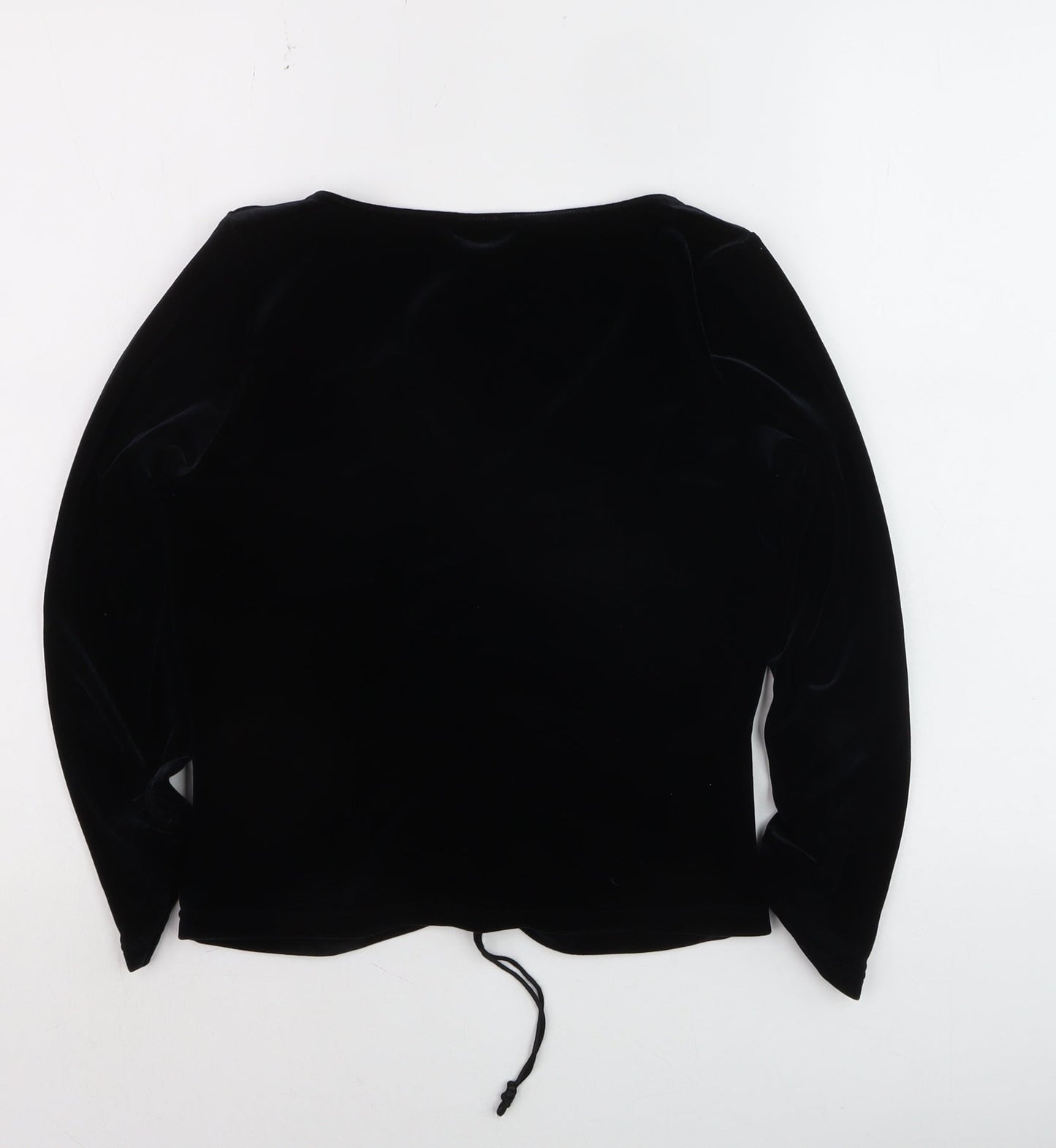 Karen Millen Women’s Black Velvet Long Sleeve V-Neck Blouse Size 14