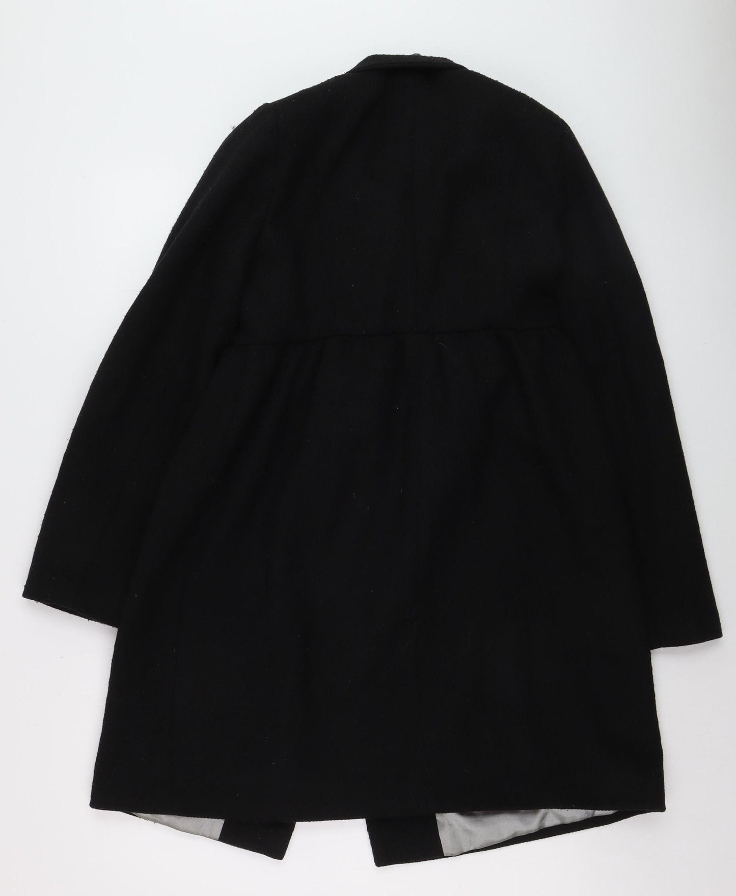 MKI Women's Black Wool Blend Mid-Length Overcoat Size 12