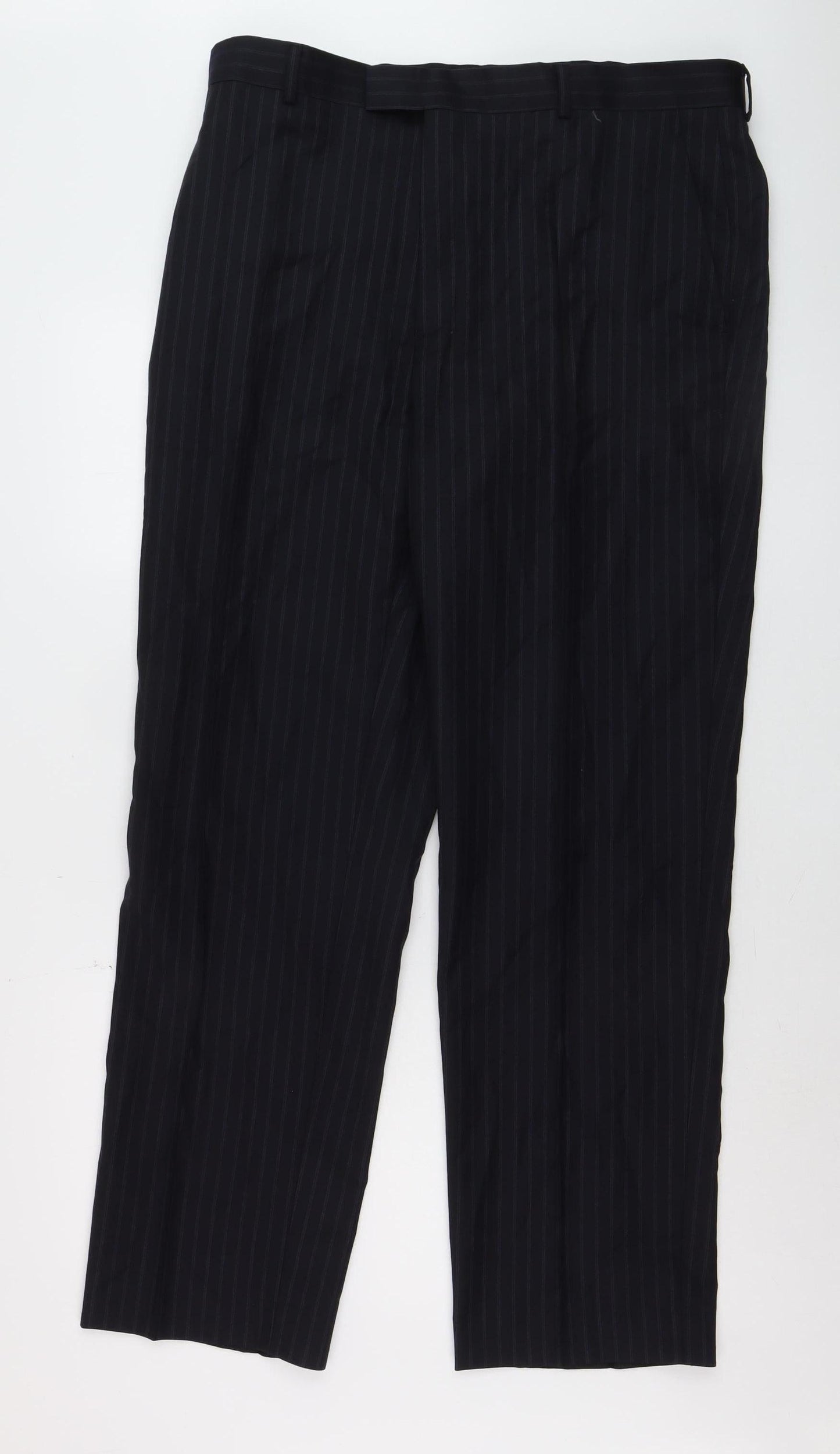 Austin Reed Men’s Black Pinstripe Wool Dress Pants 38R Regular Fit