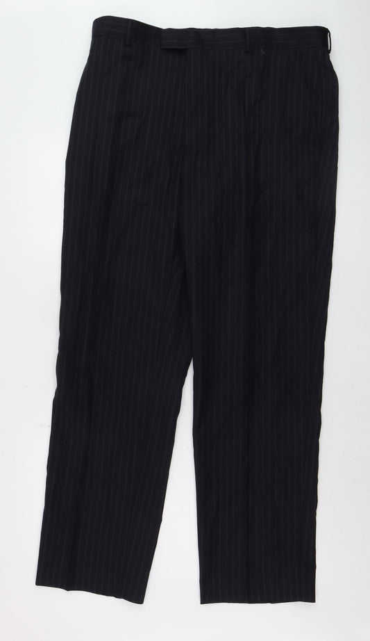 Austin Reed Men’s Black Pinstripe Wool Dress Pants 38R Regular Fit