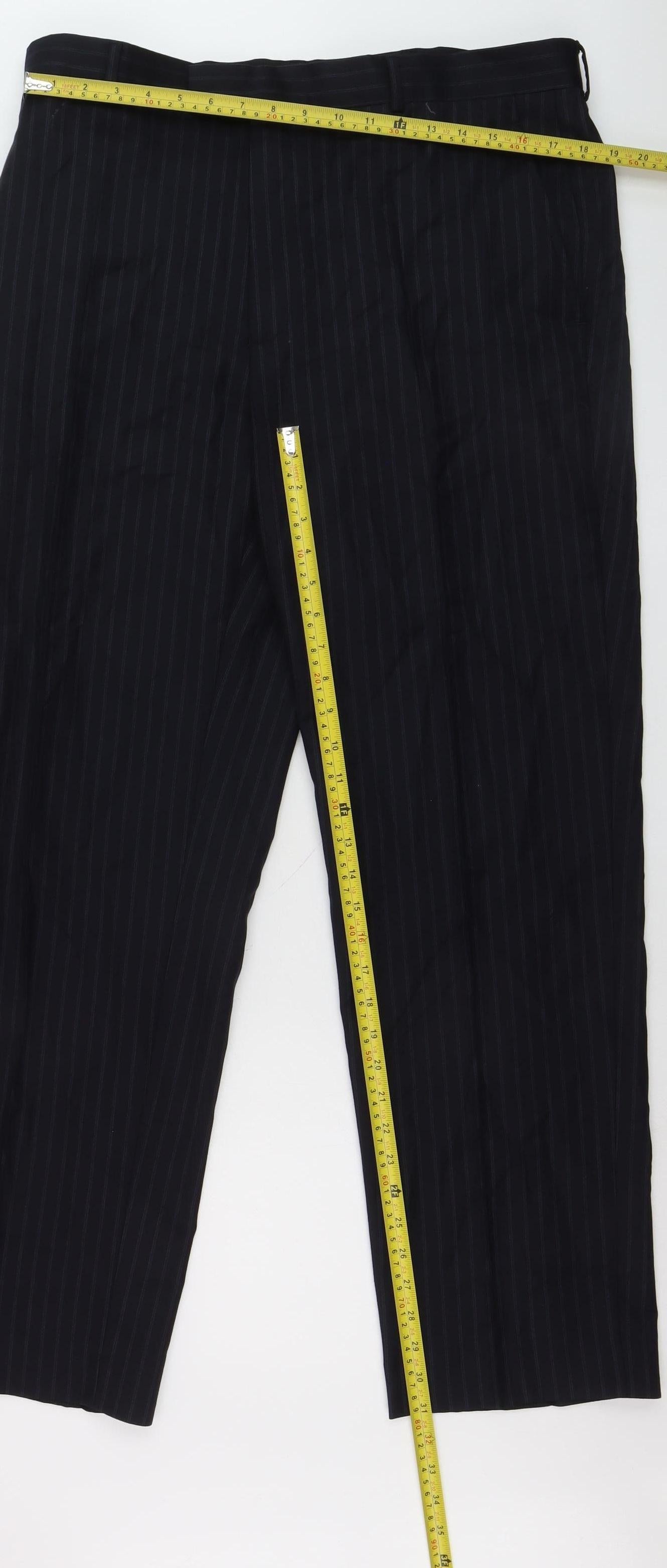 Austin Reed Men’s Black Pinstripe Wool Dress Pants 38R Regular Fit