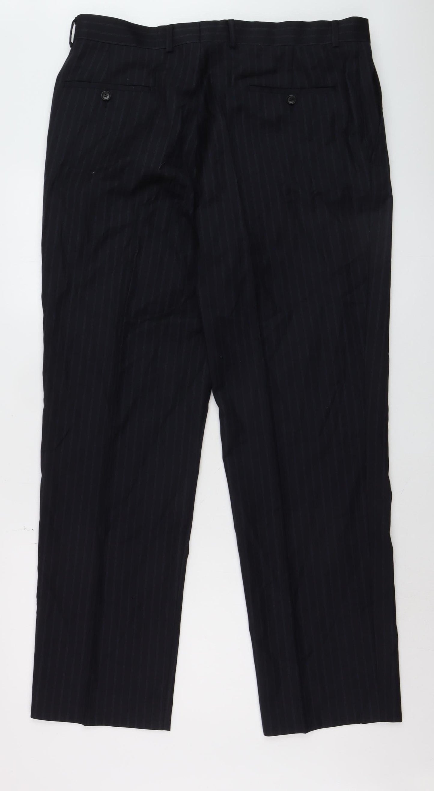 Austin Reed Men’s Black Pinstripe Wool Dress Pants 38R Regular Fit