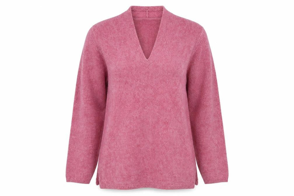 Marks & Spencer Women Pink V-Neck Long Sleeve Pullover Jumper UK 8