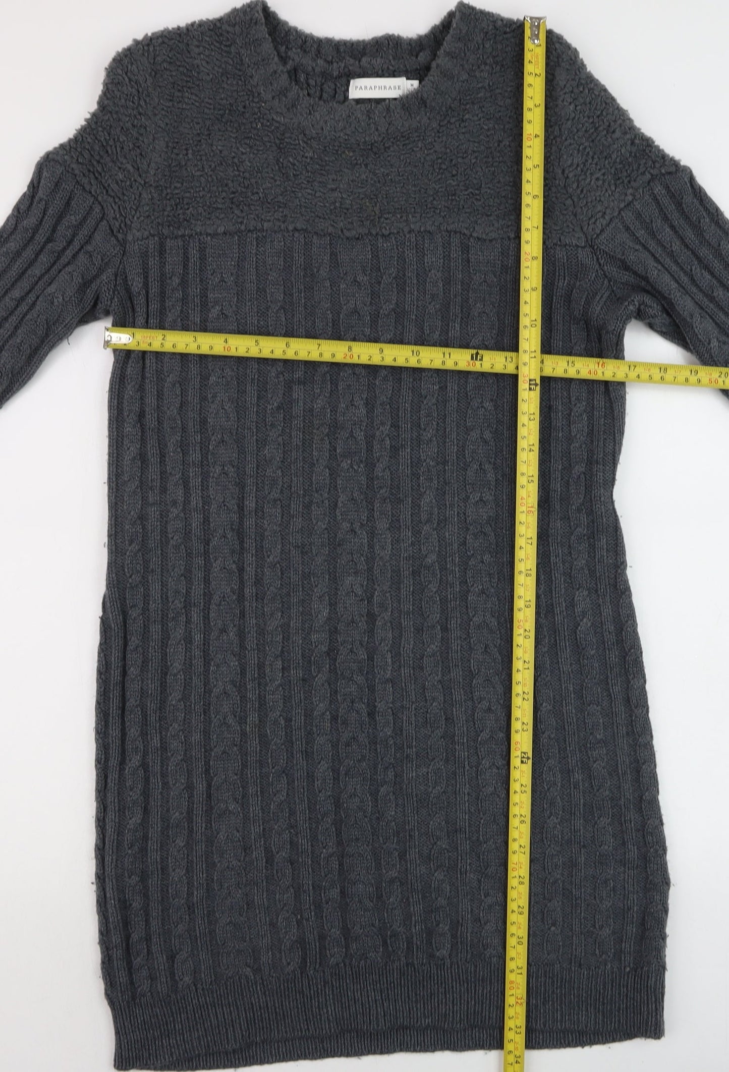 Paraphrase Women’s Grey Wool Blend Long Sleeve Jumper Dress Size 12