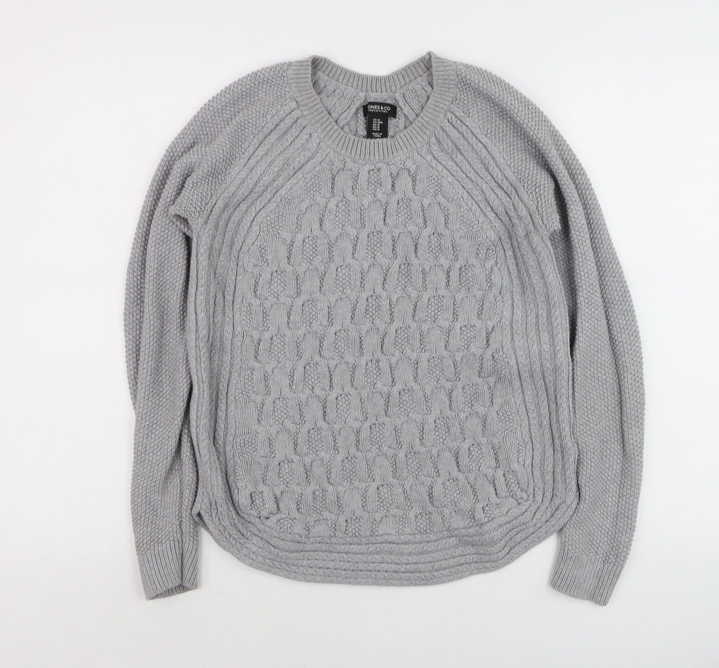 Jones New York Womens Grey Cotton Cable-Knit Jumper M
