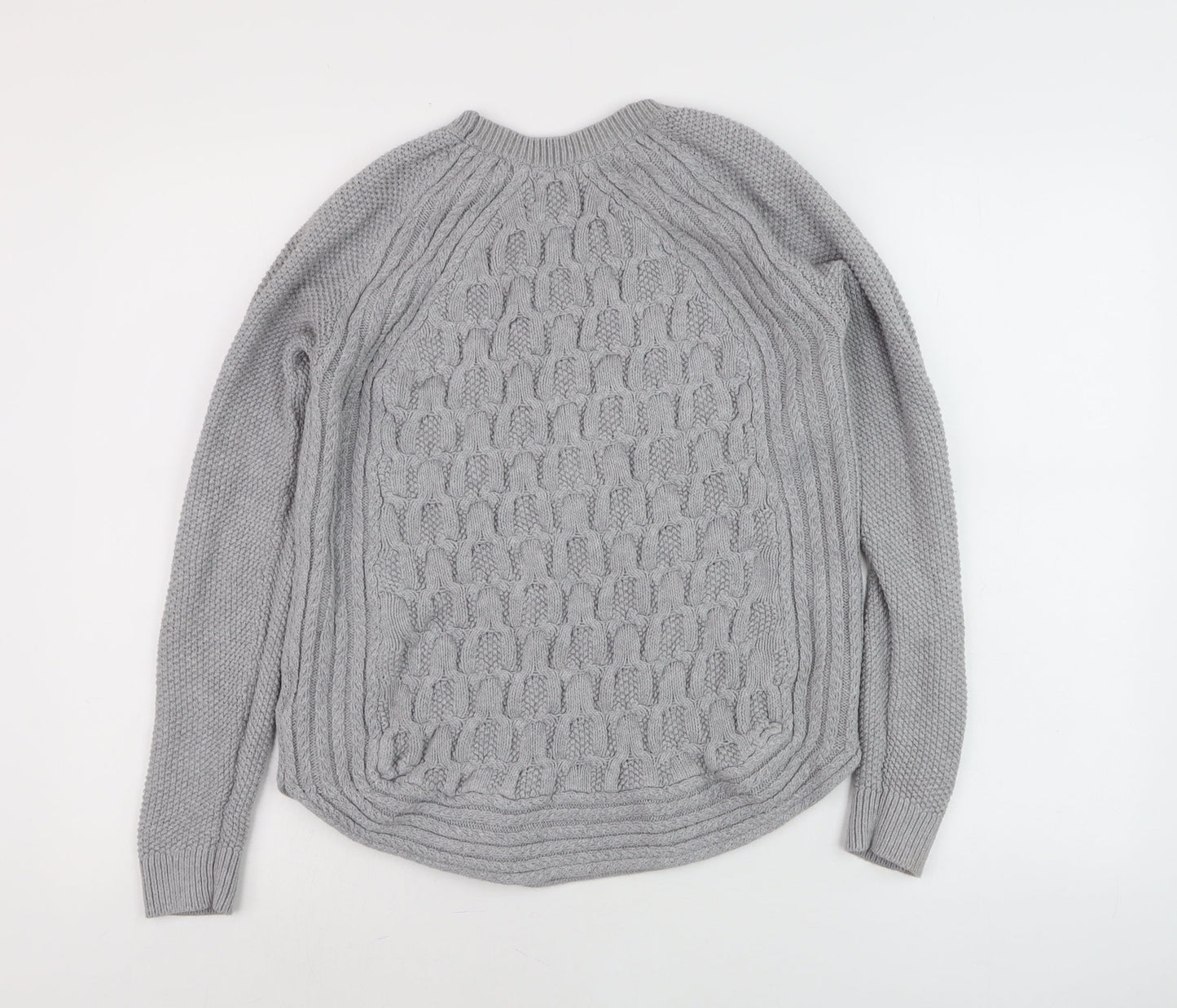 Jones New York Womens Grey Cotton Cable-Knit Jumper M