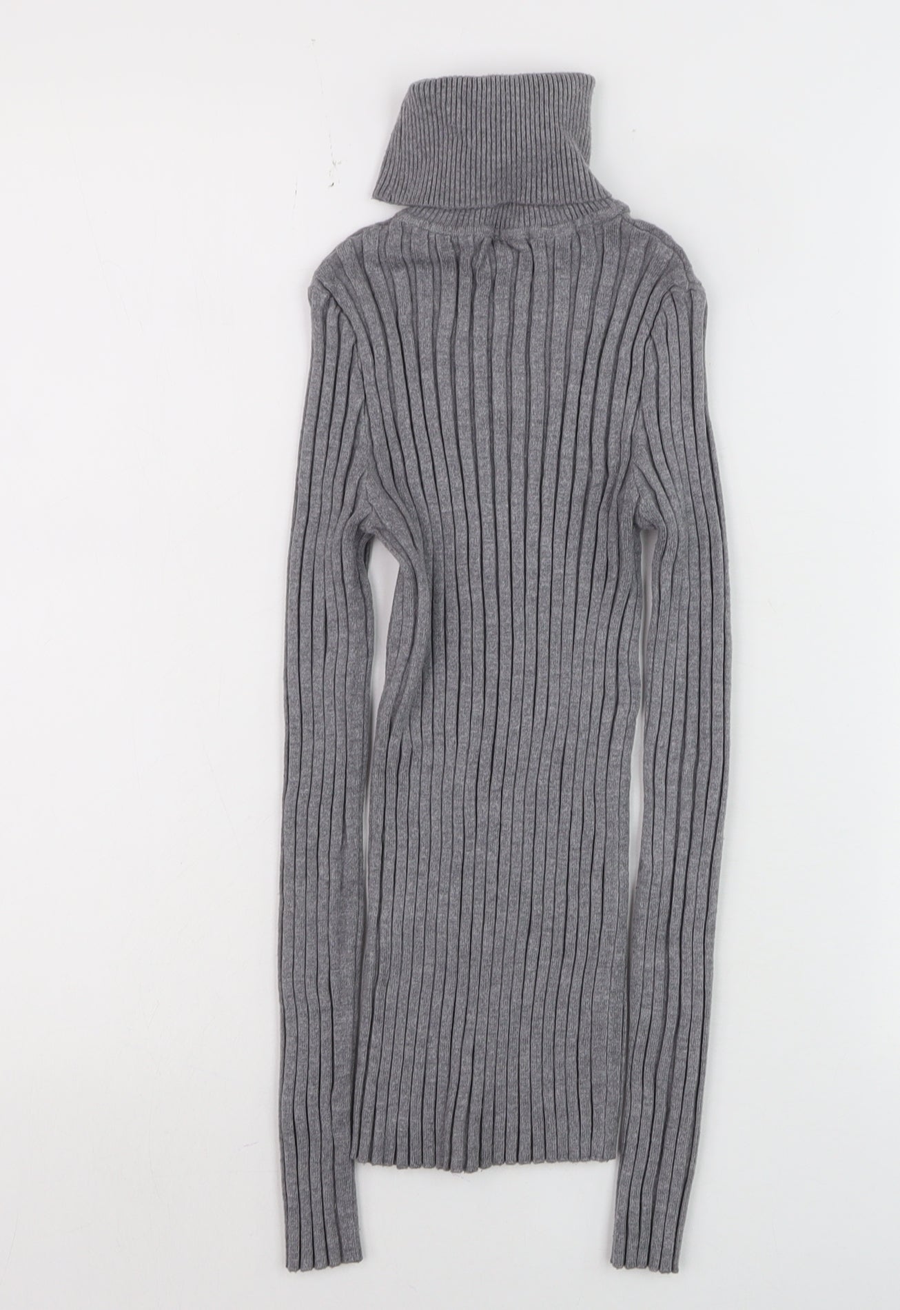 QED London Women’s Grey Roll Neck Ribbed Jumper S/M