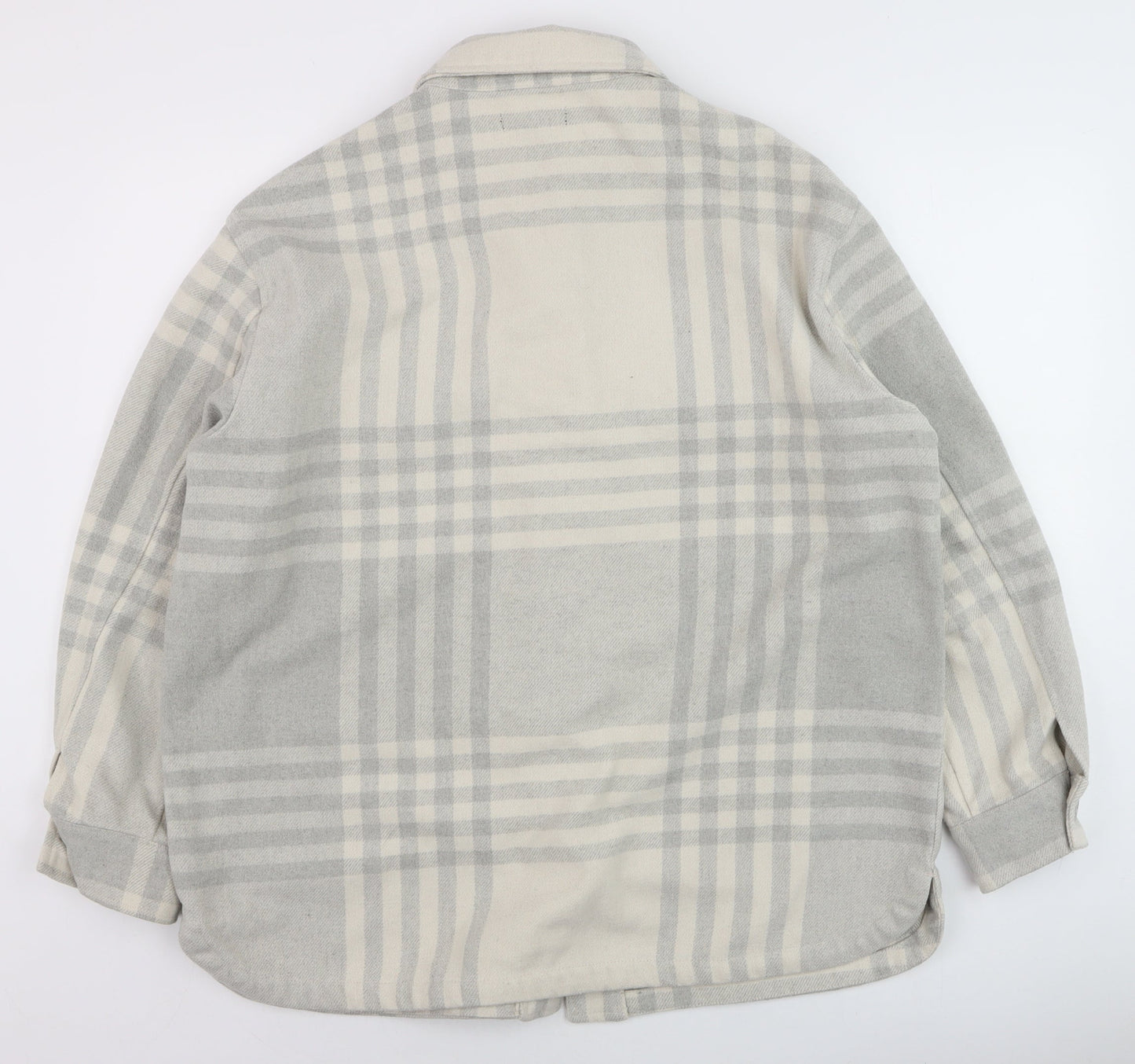 New Look Womens Grey Check Button Jacket Size 16