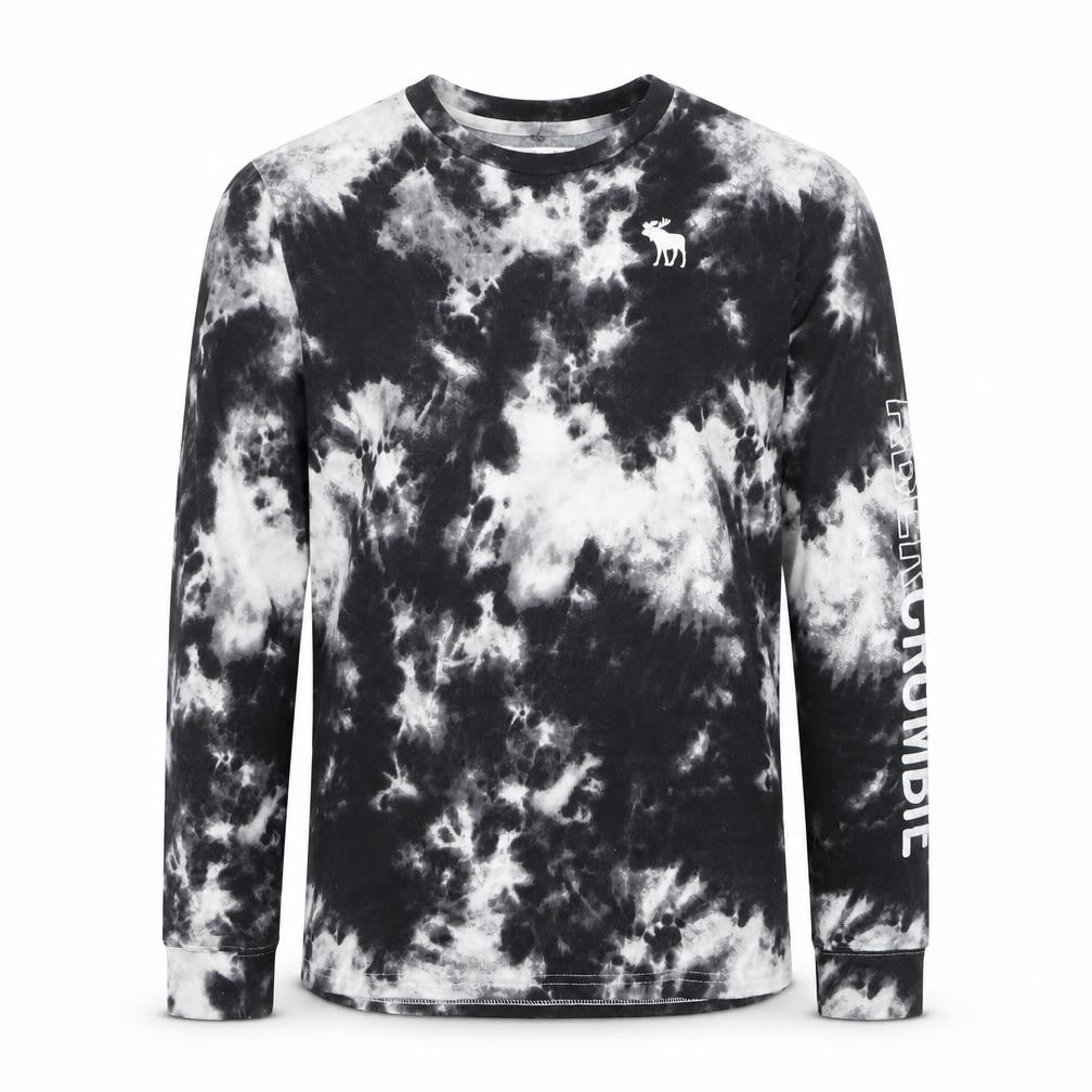 Abercrombie & Fitch Kids Boys Black Tie-Dye Long Sleeve Cotton T-Shirt 15-16 Years